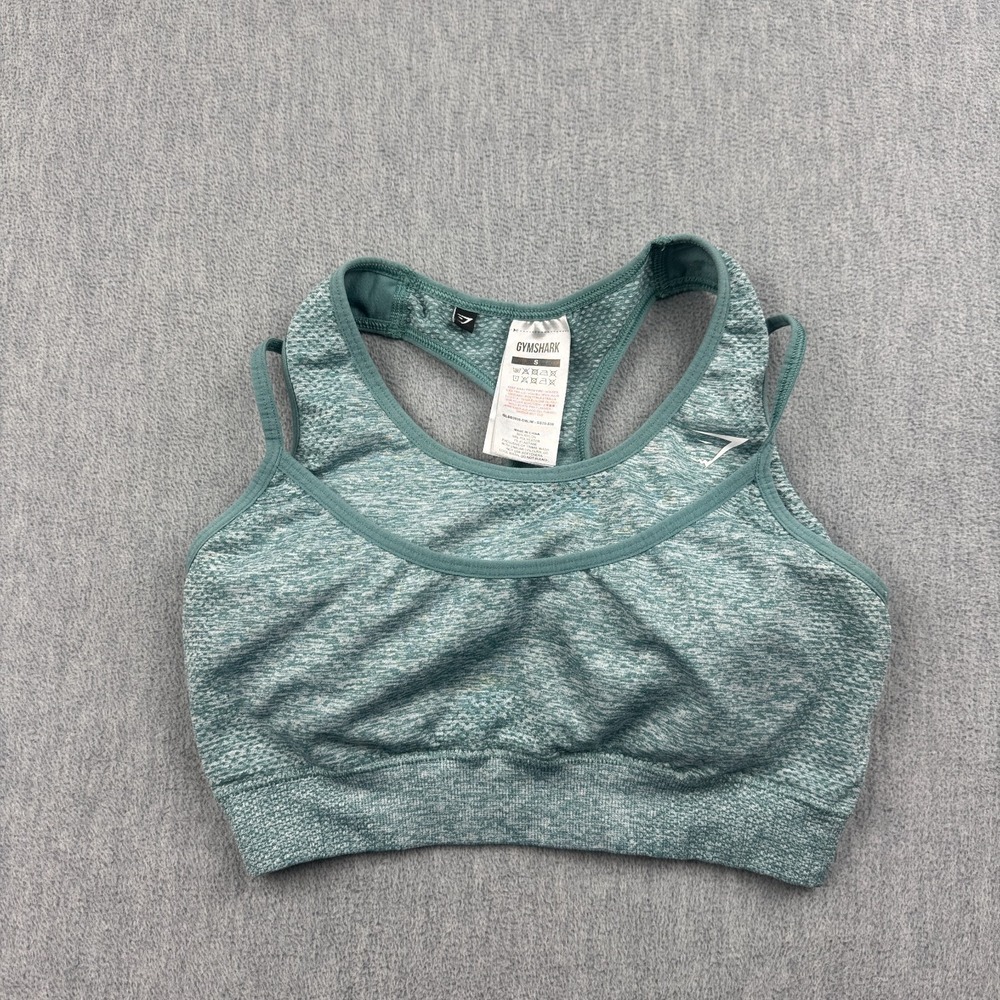 Gymshark Sports Bra Womens Small Green Essential Racer Back Workout Gym Yoga Top